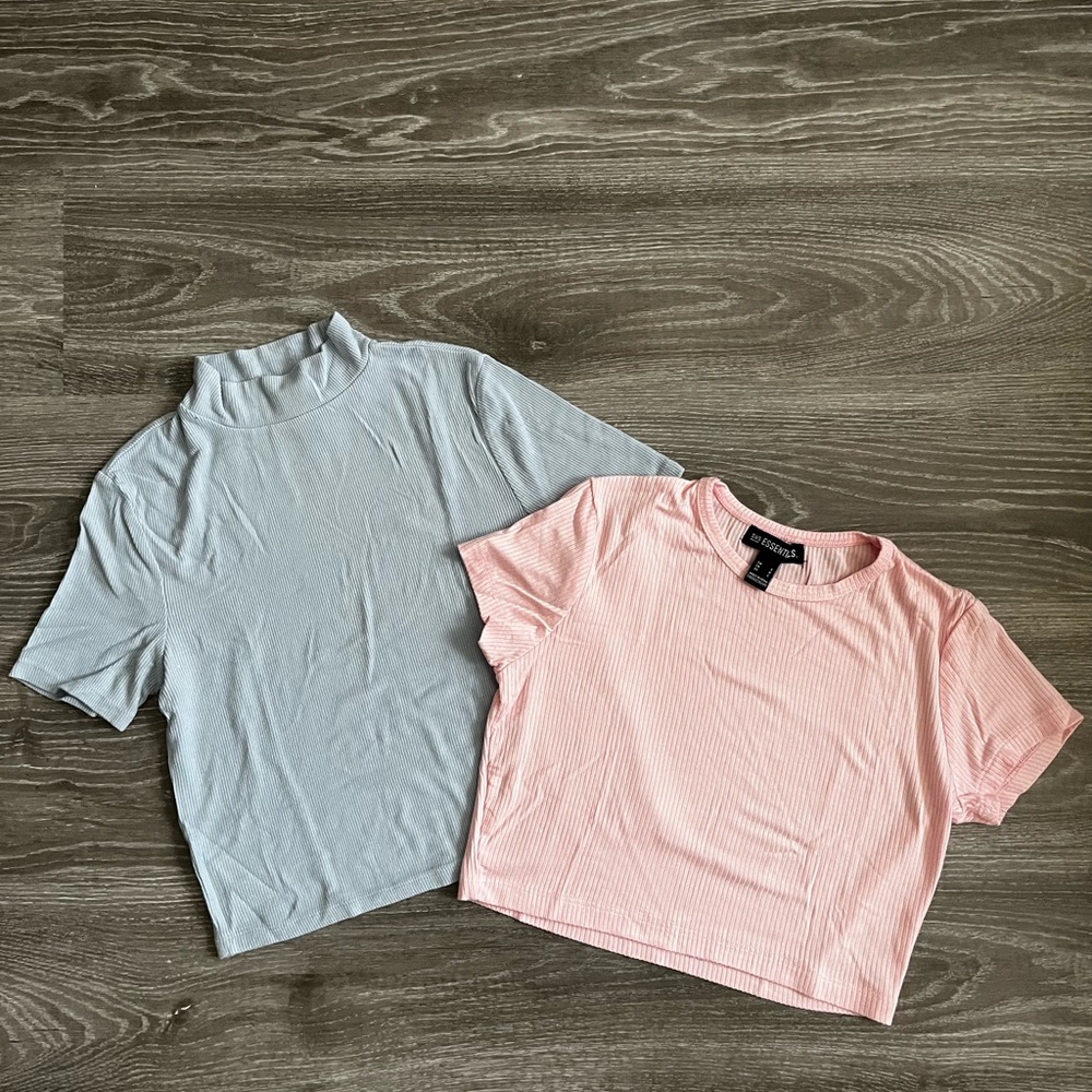 SWS Essentials Light Blue and Soft Pink Crop Tops